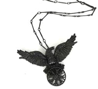 J4538  ONE (1) Black Metal Raven Pendant/Necklace