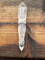 G5222  Beautiful Carved Clear Quartz Wand