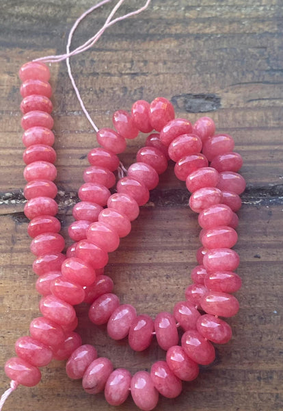 B5213  ONE (1) FULL Strand of Strawberry Quartz Rondelle Beads