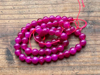 B5227  ONE (1) FULL Strand of Dyed Jade Gemstone Beads “Hot Pink”