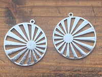 M0900  Set of TWO (2) Silver Plated Sun Burst Pendants