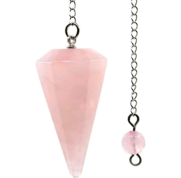 G4235  ONE (1) Carved Rose Quartz Pendulum