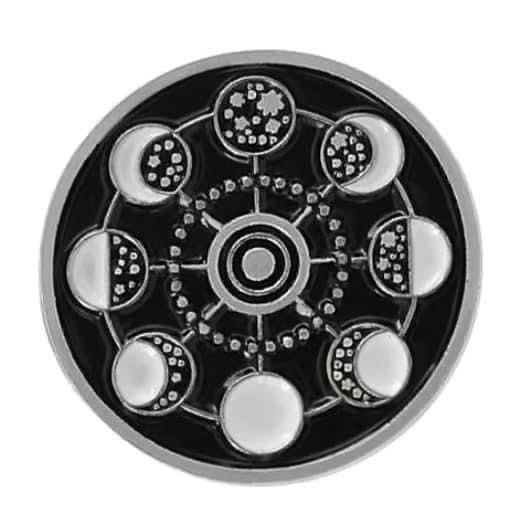 J4111  ONE (1) Silver Plated Moon Phase Brooch