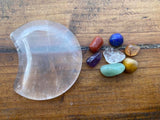 L05211  LOT of Carved Half Moon Crystal & (7) Polished Gems