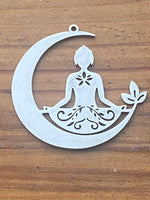 M0901  ONE (1) Silver Plated Half Moon/Lotus/Zen Pendant