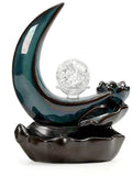 L2300  Stunning Ceramic Half Moon “Backflow” Incense Cone Display with a Glass Sphere