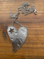 J5555  ONE (1) Silver Plated Metal Necklace with a Mixed Metal Heart Pendant