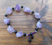 J0720  ONE (1) Handmade Amethyst Corded Bracelet