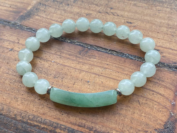 J6065  Beautiful Handmade Green Aventurine Stretch Bracelet