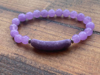 J6067  Beautiful Handmade Lepidolite Stretch Bracelet