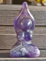 G1765  ONE (1) Small Carved Chevron Amethyst Yoga Figurine