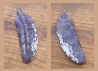 G1845  ONE (1) Carved Chevron Amethyst Feather