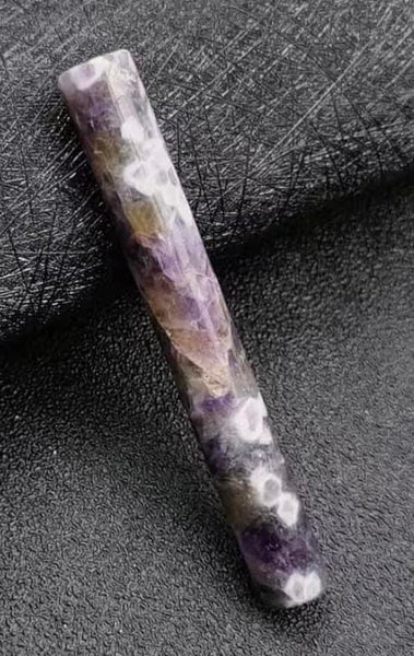 G1758  ONE (1) Carved & Polished Chevron Amethyst Gemstone Wand