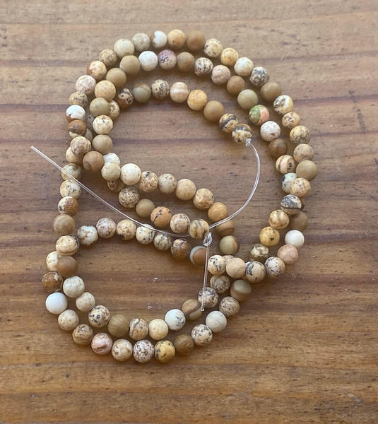 B9370  ONE (1) FULL Strand of Picture Jasper Beads