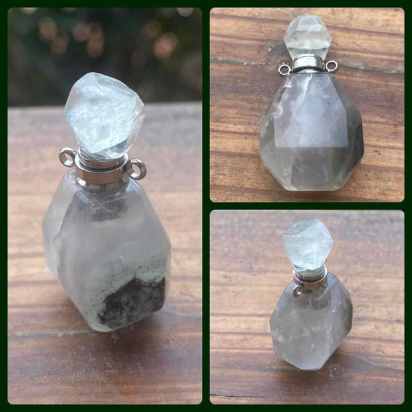 P4467  ONE (1) Fluorite Screw Top Gemstone Bottle Pendant