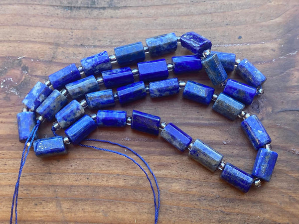 B8329  ONE (1) FULL Strand of Lapis Lazuli Cylinder Tube Beads