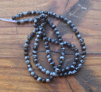 B8328  ONE (1) FULL Strand of Snowflake Obsidian Beads