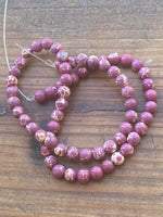 B8338  ONE (1) FULL Strand of Sea Sediment Jasper Beads “Purple”