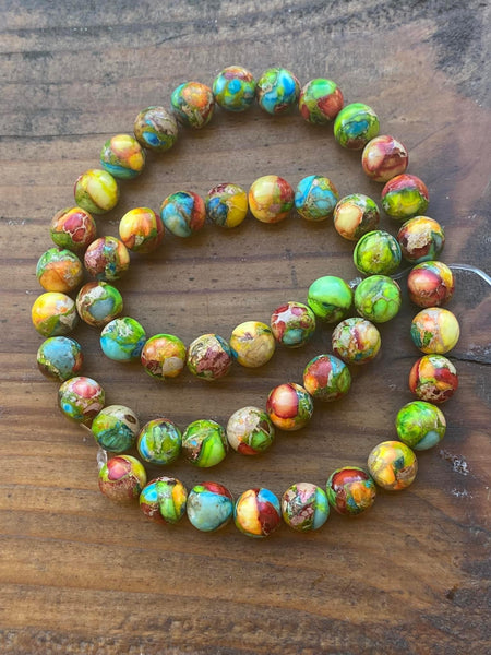 B8323  ONE (1) FULL Strand of Sea Sediment Jasper Beads “Greens”