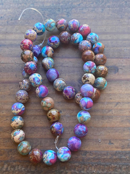 B8315  ONE (1) FULL Strand of Sea Sediment Jasper Beads “Light Purple/Blue”