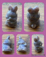 GEM9114  ONE (1) Carved Pink Amethyst Bunny Rabbit Polished Figurine