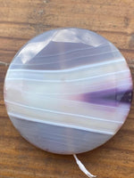 P3860  ONE (1) Dyed Agate Faceted Round Shaped Pendant “Purples”