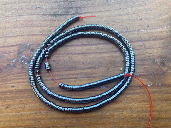 B9965  ONE (1) FULL Strand of Hematite Disc Beads