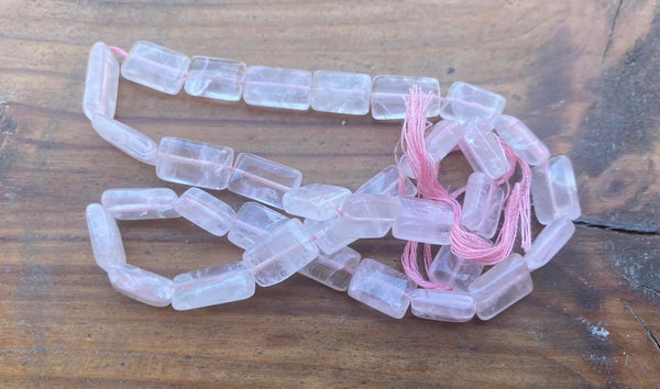 B4211  ONE (1) FULL Strand of Rose Quartz Rectangular Crystal Beads