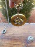 J0890  Mixed Metal Roped Necklace with Moveable Pendant “Ying/Yang”