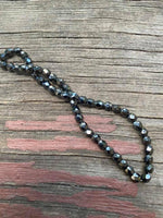 B3409  FULL Strand of Vintage Czech Glass Beads “Black/AB Finish”