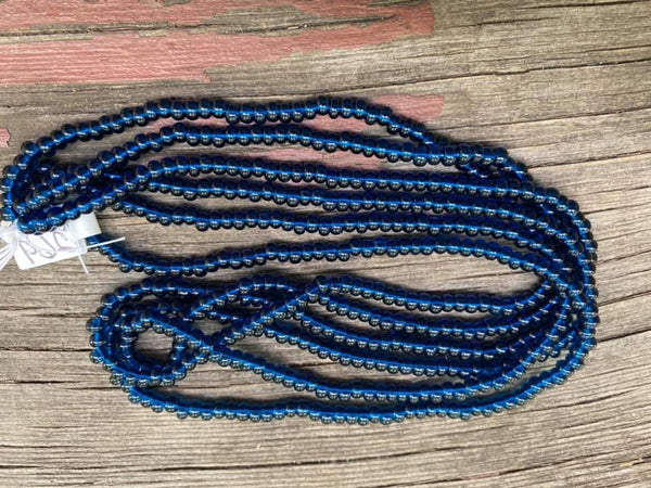 B3321  THREE (3) FULL Strands of Czech Glass Seed Beads “Cobalt”