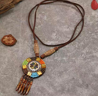 J5519  Bohemian/Tribal Leather 26” Long Necklace