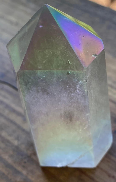 G0207  Stunning Carved Angel Aura Quartz Tower