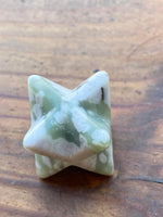 GEM2349  Beautiful Carved Green Jade Merkaba Stone