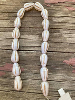 B3749  FULL Strand of Czech Glass Beads “White/Copper”