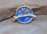 M0408  ONE (1) Gold Plated/Enameled Cat Charm/Pendant