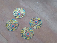 M0312  FOUR (4) Paisley Print Copper Metal Charms