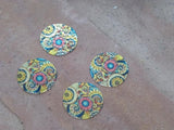 M0312  FOUR (4) Paisley Print Copper Metal Charms