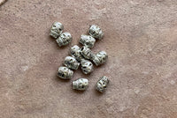 B4108  TWELVE (12) Silver Plated Skull Metal Beads