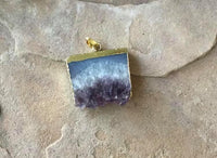 P1879  ONE (1) Amethyst Druzy Electroplated in Gold Pendant