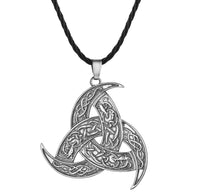 J1215  ONE (1) Stainless Steel Metal Triskelion with Celtic Design Pendant with 20” Inch Necklace