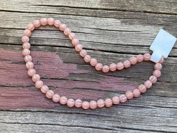 B3742   FULL Strand of Czech Glass Beads “Blush”