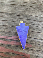 P1167   Electroplated Amethyst Druzy “Gold” Metal Arrowhead Pendant