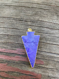 P1167   Electroplated Amethyst Druzy “Gold” Metal Arrowhead Pendant