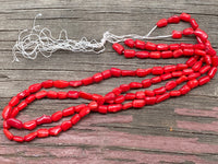 B3735  FULL Strand of Red Coral Tube Beads