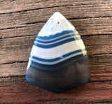 P1416   Dyed Banded Blue/White Shield Agate Pendant