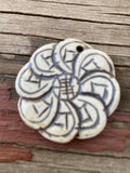 P1835  Highfired Double Sided Clay Pendant “Symbols”