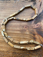 B5451   FULL Strand of Picture Jasper Tube Beads