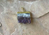 P1880  ONE (1) Amethyst Druzy Electroplated in Gold Pendant