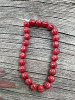 B3622  FULL Strand of Czech Glass Melon Beads “Red”